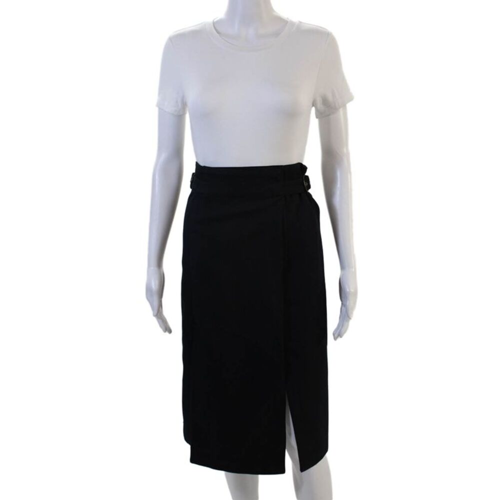Soeur Womens Wrap Skirt Black Virgin Wool Blend Knee Length Size S